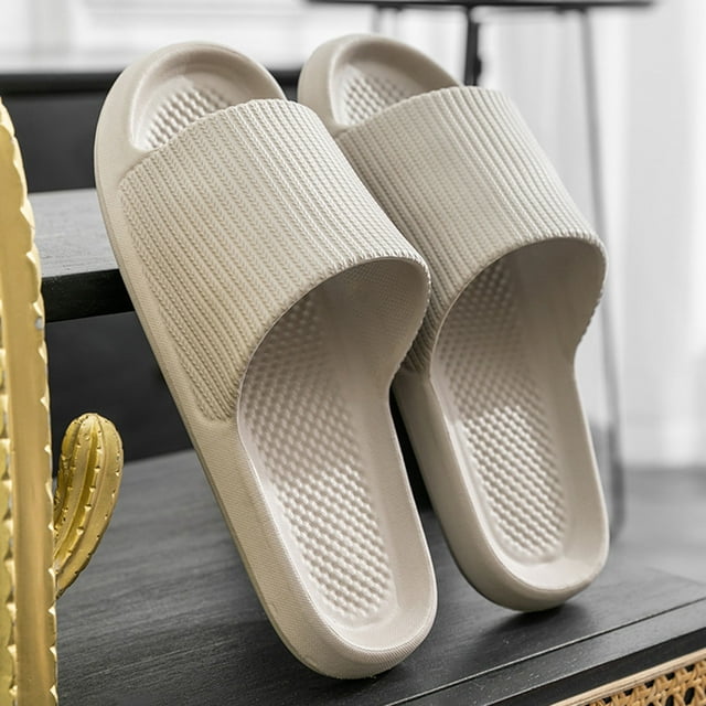 KBODIU Womens Sandals Cloud Slippers for Women and Men, Massage Shower Bathroom Non-Slip Open Toe, Super Soft Comfy Thick Sole Home Cushion Slide Sandals Platform Shoes Mothers Day Gifts Gray 39
