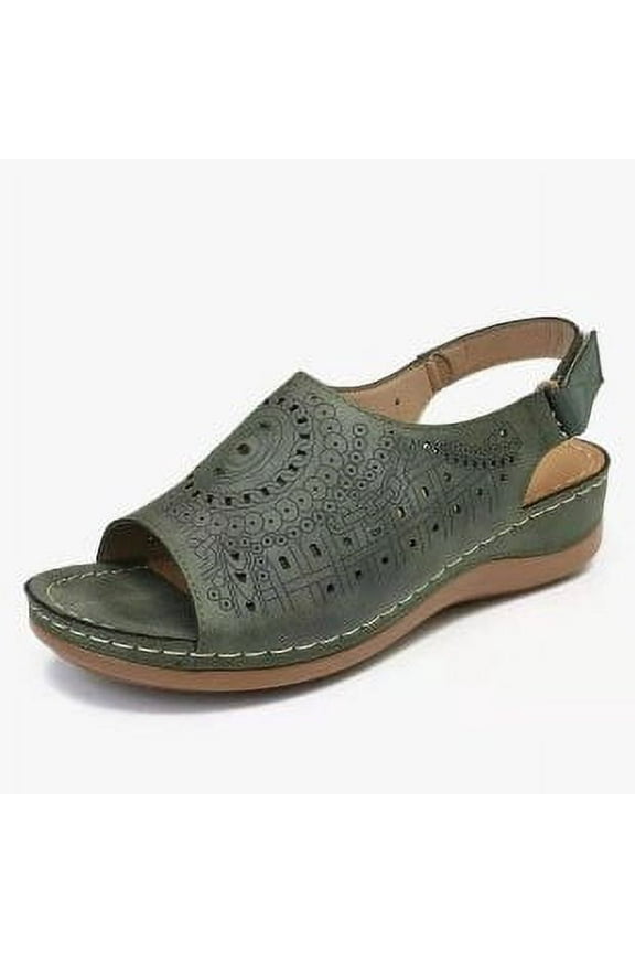 Womens Sandals Mothers Day Gifts Beach Walking Non-Slip Causal Slippers Wedge Platform Sandals for Women Dressy Summer Green 36