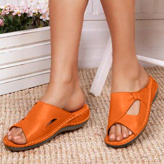 KBODIU Womens Sandals Mothers Day Gifts Thick Soled Casual Beach Walking Open Toe Slippers Wedge Platform Sandals for Women Dressy Summer Orange 42
