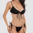 thumbnail image 1 of KBODIU Womens Solid Color Fashion Casual Broadband Sling Binding Bikini Sets for Womens Swimsuits Black S, 1 of 6