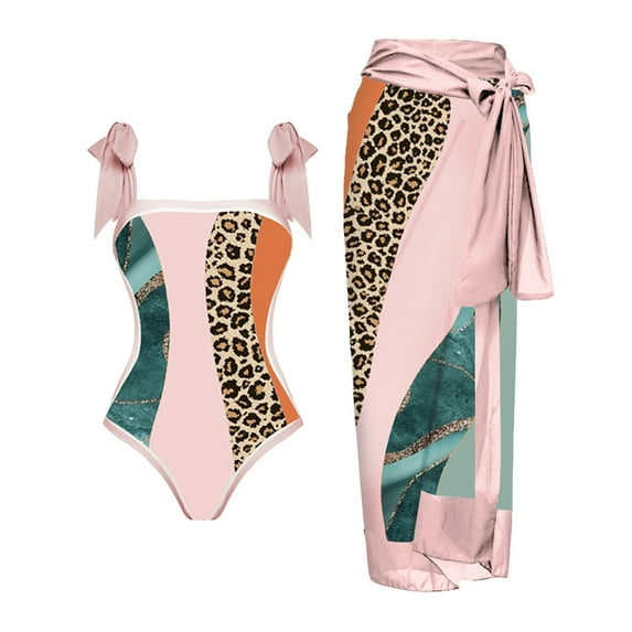 KBODIU Womens Swimsuits Vintage Floral One Piece Tie Shoulder Monokini Tummy Control Bathing Suits Square Neck Swimwear Bikini Sets for Women P XL