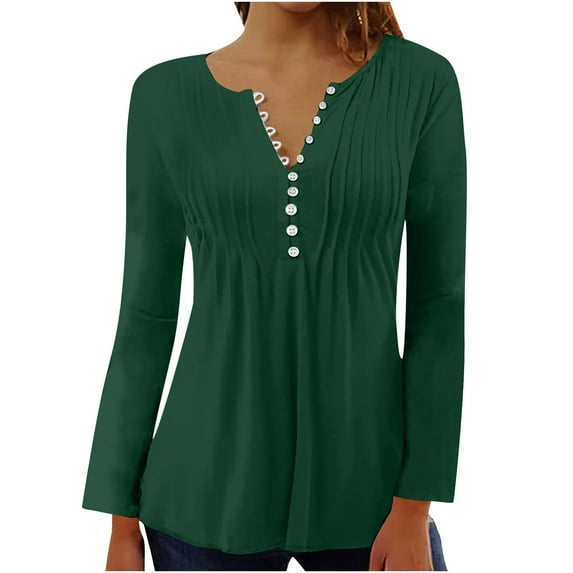 KBODIU Womens Tops Casual Oversized Blouse for Work Office Work Shirts Regular Soild V-Neck Long Sleeve Fitting Tops, Tees, Blouses Fall Clothes Plus Size