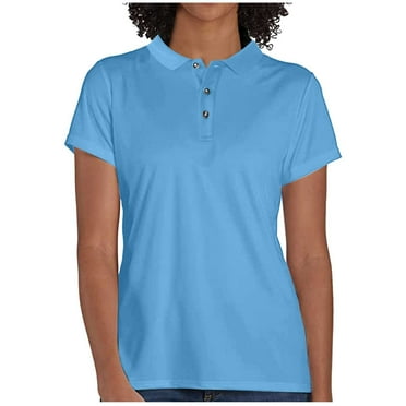 KBODIU Womens Tops Sport Cool Dry Moisture-Wicking Performance Golf Polo Shirts Summer Tops for Women Blue L