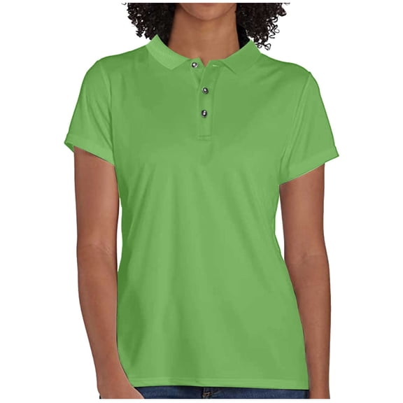 Kukoosong Womens Tops Sport Cool Dry Moisture-Wicking Performance Golf Polo Shirts Summer Tops for Women Green L
