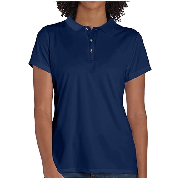 KBODIU Womens Tops Sport Cool Dry Moisture-Wicking Performance Golf Polo Shirts Summer Tops for Women Navy M