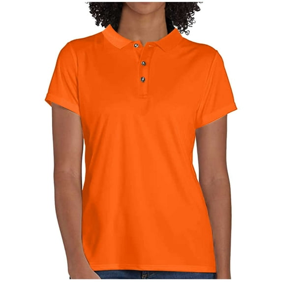 Kukoosong Womens Tops Sport Cool Dry Moisture-Wicking Performance Golf Polo Shirts Summer Tops for Women Orange XL