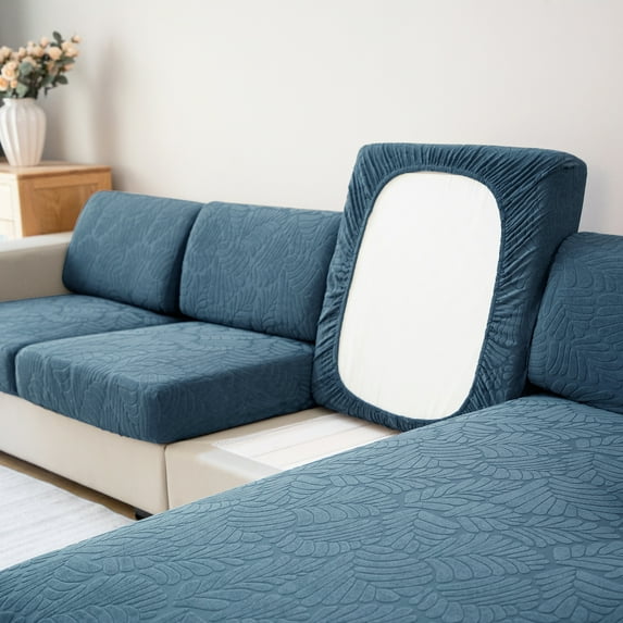 KBOOK 1/2/3 Seat Stretch Couch Cushion Covers Jacquard Sofa Seat Cushion Slipcover L Shape Sectional Couch Cover, Gray