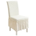 thumbnail image 1 of KBOOK Chair Slipcover Pleated Ruffled Skirt Dining Chair Cover Protector, Cream, 1 of 6