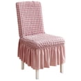 thumbnail image 1 of KBOOK Chair Slipcover Pleated Ruffled Skirt Dining Chair Cover Protector, Pink, 1 of 6