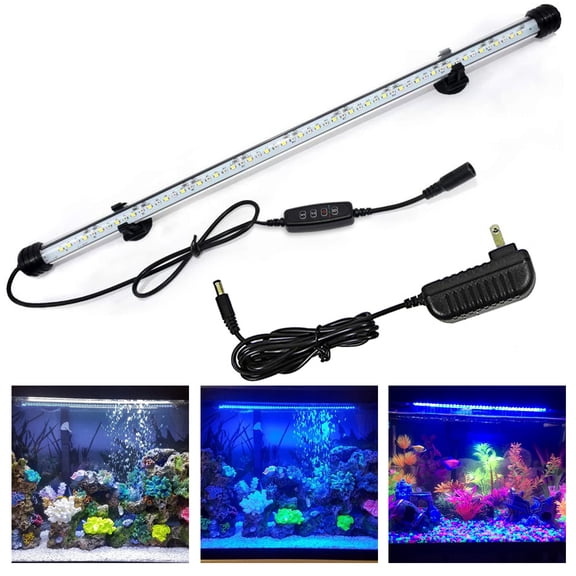 KBOOK LED Aquarium Light Submersible Fish Tank Light Bar Stick 3 Light Mode Dimmable with Timer