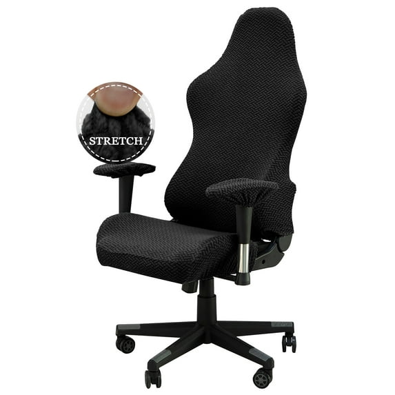 KBOOK Office Computer Game Chair Cover Jacquard Universal Chair Cover Slipcover (Black, 1 Kit)