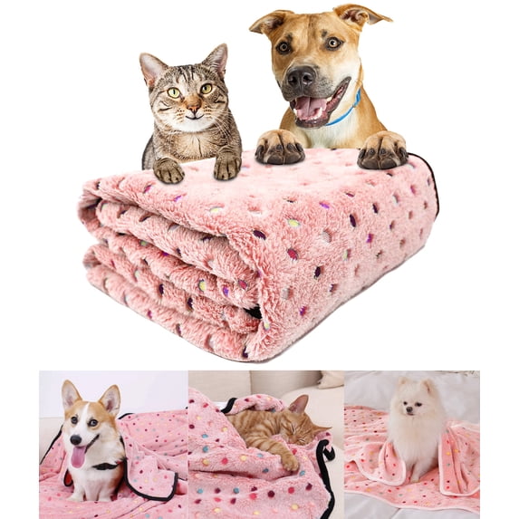 KBOOK Pet Blanket Puppy Cat Blankets Flannel Blanket Throw Warm for Small Medium Large Pet Dog Cat (Pink,L)