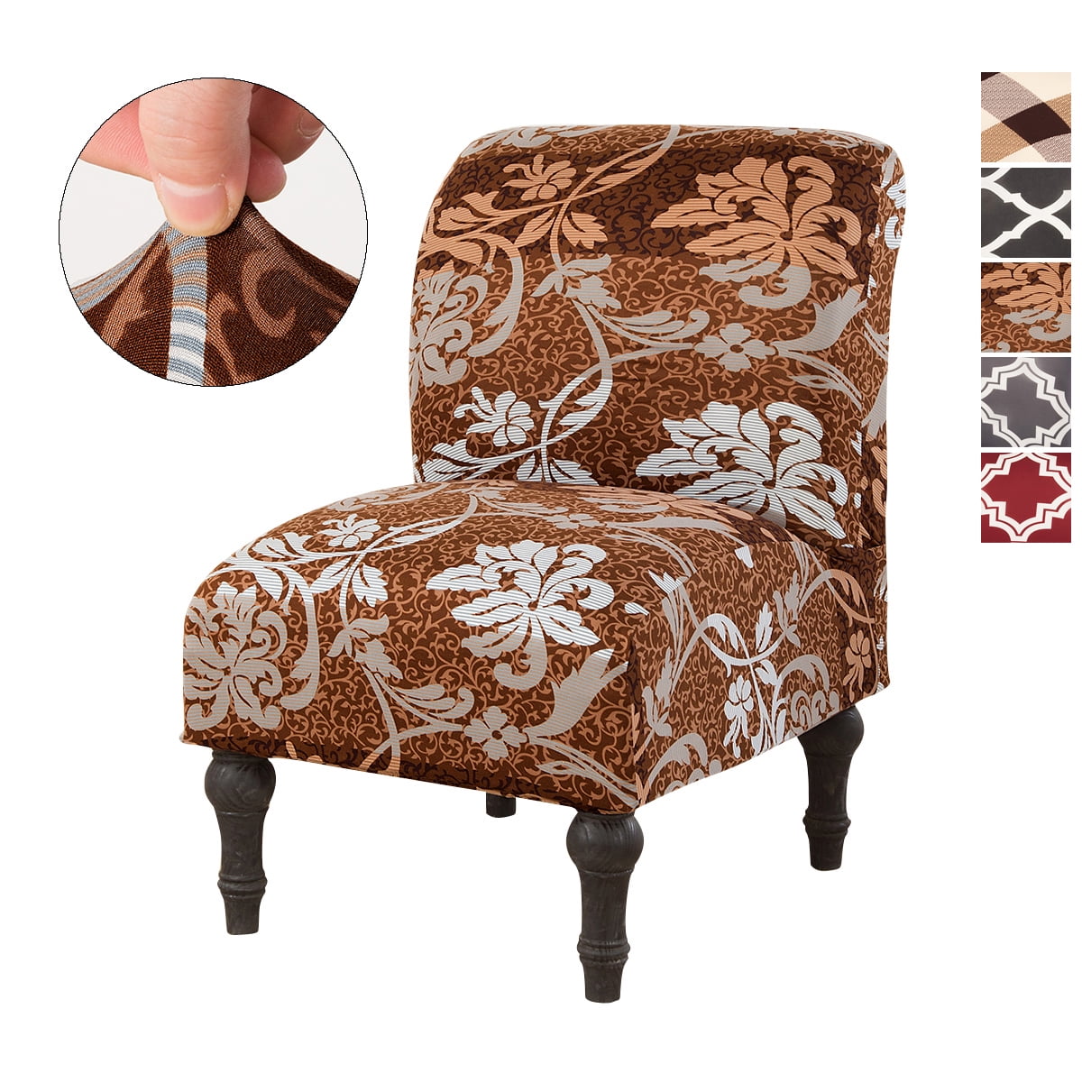 KBOOK Slipper Chair Slipcover Stretch Morocco Printed Armless Accent