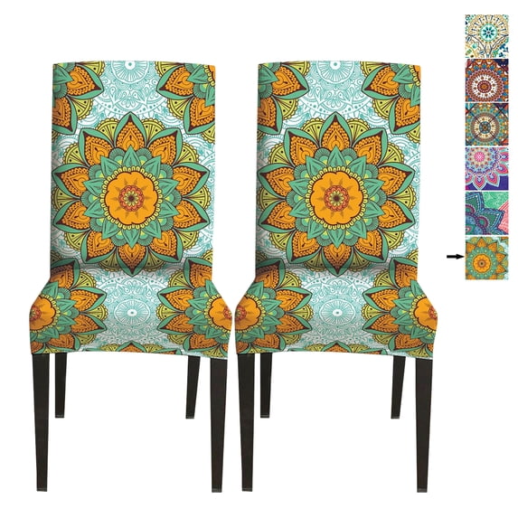KBOOK Stretch Dining Chair Covers Bohemian Chair Covers for Dining Room Party Wedding Banquet (2PCs)