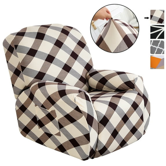 KBOOK Stretch Recliner Chair Slipcover Geometric Printed Chair Cover Elastic Furniture Protector Home Decor(4 PCS)