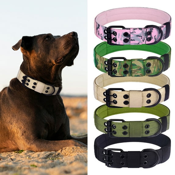KBOOK Tactical Dog Collar Adjustable Puppy Collars Heavy Duty Nylon Training Dog Collar for Medium Large Dogs(Camouflage Green,XL)