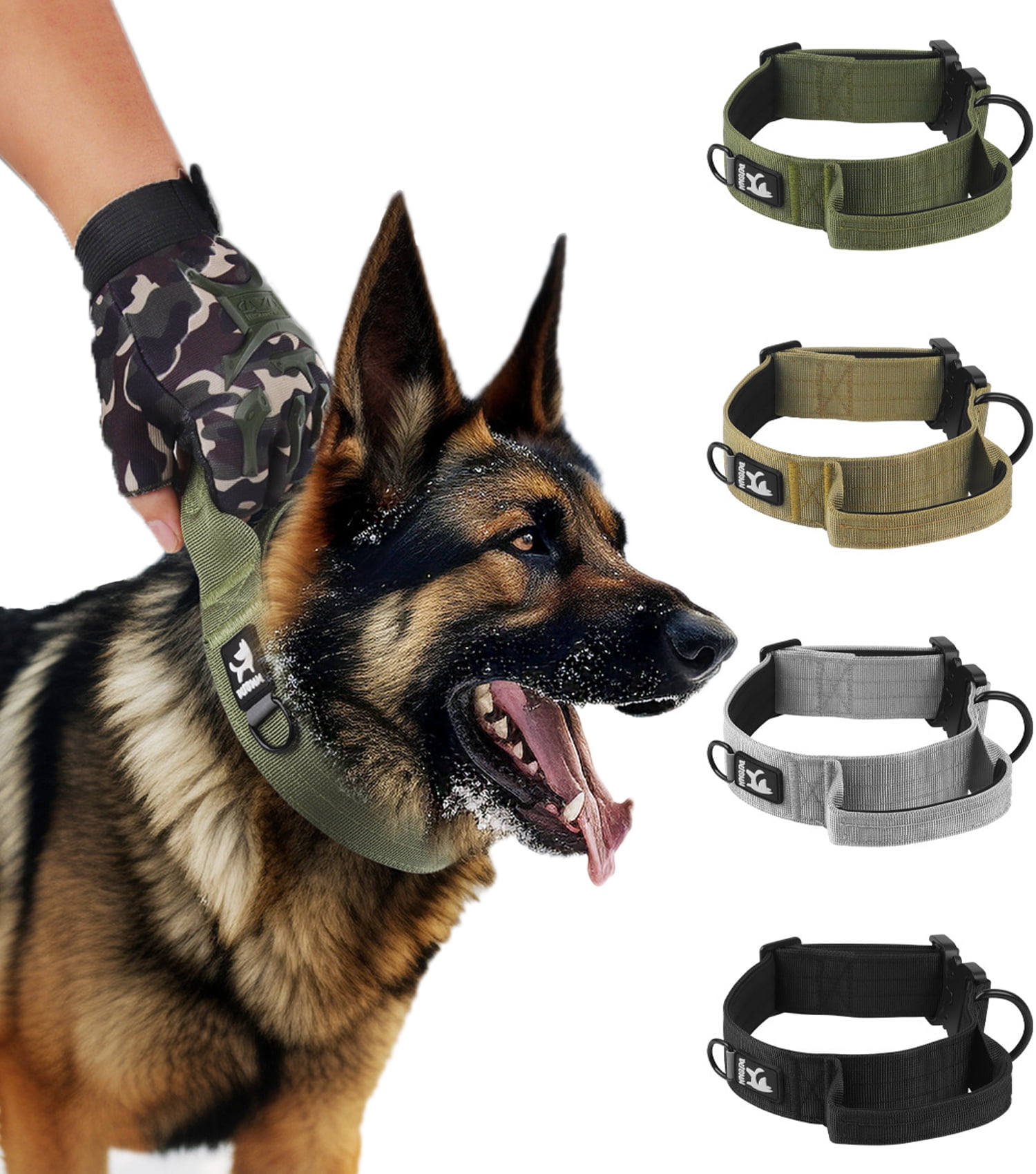 KBOOK Tactical Dog Collar for Medium Large Dogs Heavy Duty Metal
