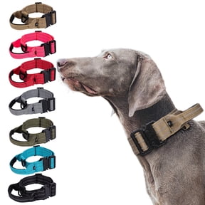 KBOOK Tactical Dog Collar with Handle Reflective Military Dog Collar for Medium Large Dogs Adjustable Nylon Dog Collars(Black,L)