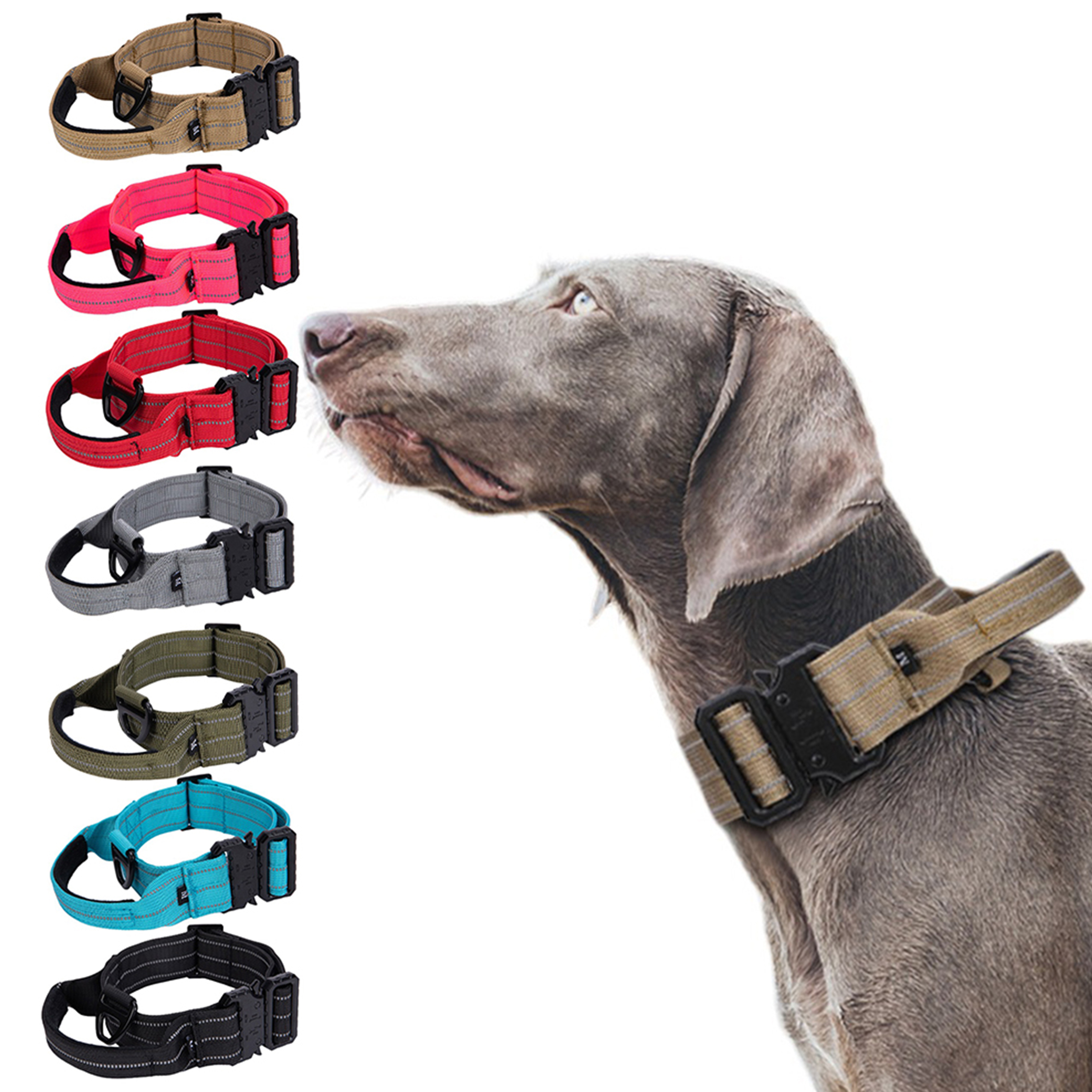 KBOOK Tactical Dog Collar With Handle Reflective Military Dog Collar 