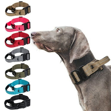 KBOOK Tactical Dog Collar with Handle Reflective Military Dog Collar for Medium Large Dogs Adjustable Nylon Dog Collars(Red,M)