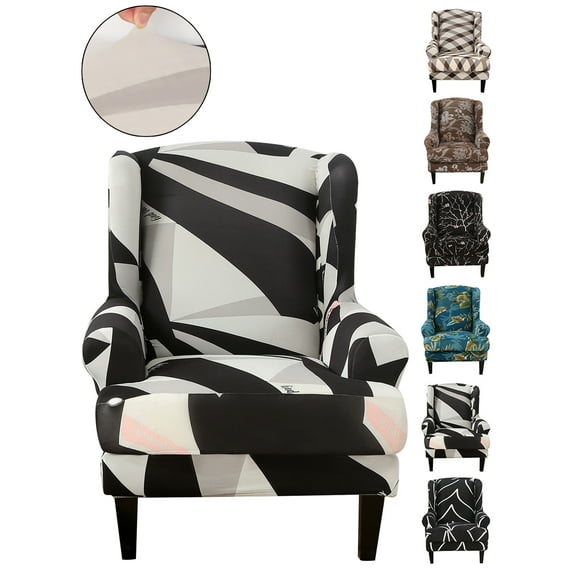 KBOOK Wing Chair Covers 2-Piece Wingback Armchair Chair Slipcovers Sofa Covers Furniture Protector, Black