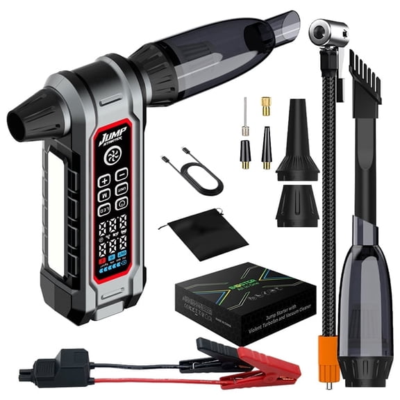 KBOROVER 4-in-1 Car Jump Starter with Air Compressor & Vacuum Cleaner, Portable Battery Booster for Car, SUV, Truck, Boat, Lawn Mower