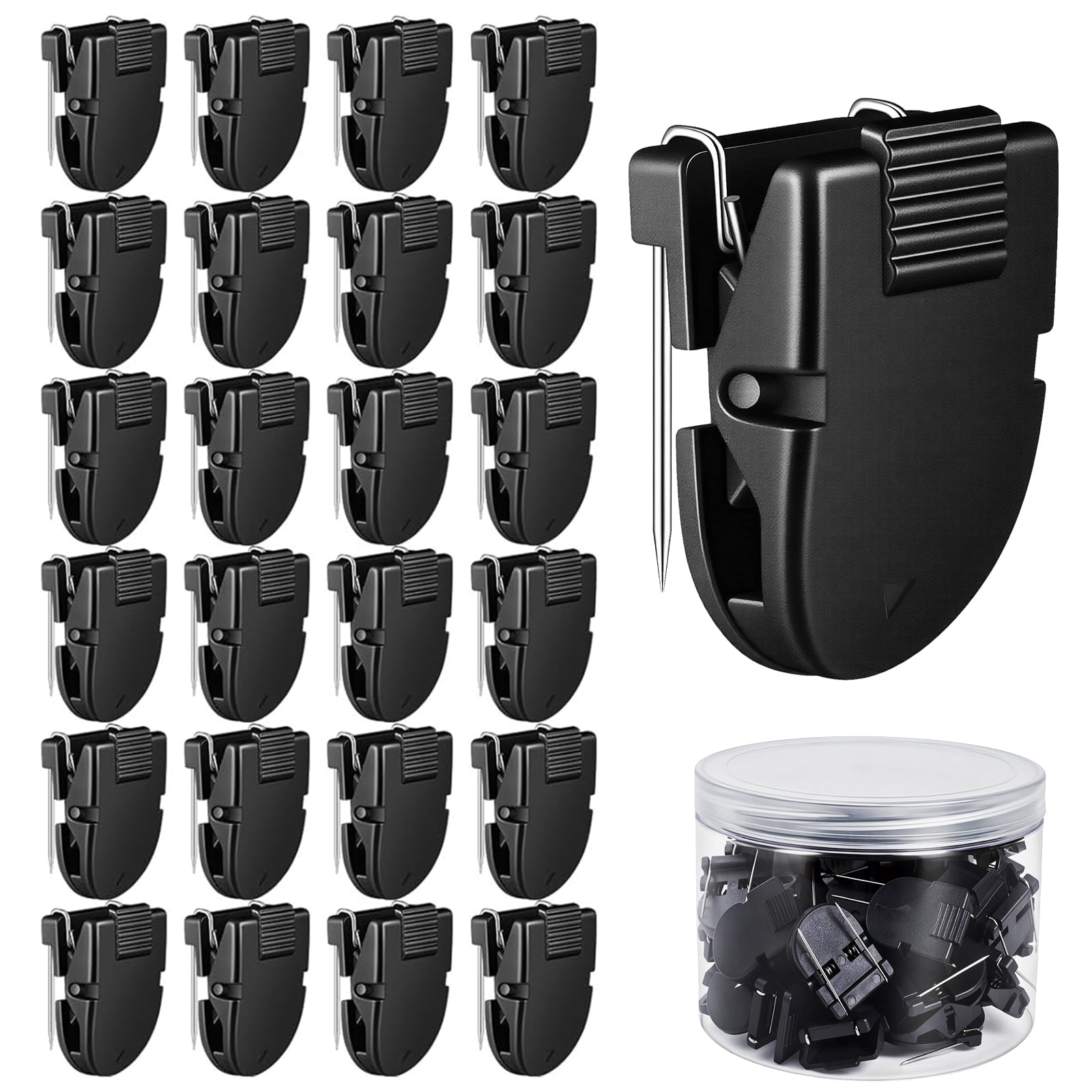 KBPAZ 25 Pcs Push Pin Clips, Cubicle Fabric Wall Clips, Black Bulletin ...