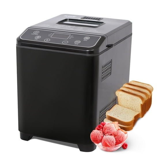 KBS 20-in-1 2LB Fully automatic Bread Maker Machine with Ice cream menu,DIY setting,15 Hour delay timer,Black Model#070 Ice cream version