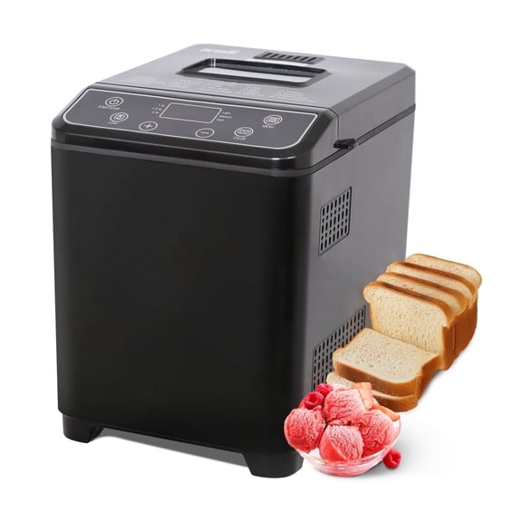 KBS  Bread Maker Machine with Ice cream program,20-in-1 2LB Fully automatic bread machine，DIY setting,15 Hour delay timer,Black Model#070 Ice cream version