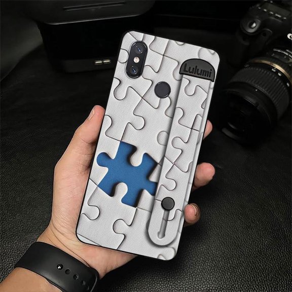 KBS-Phone Case For Xiaomi Mi 8, Anti-dust Durable Personality Anti-knock Shockproof Wrist Strap Soft case Fashion Design Geometry Back Cover Masculine Simple Wristband Silicone Kickstand