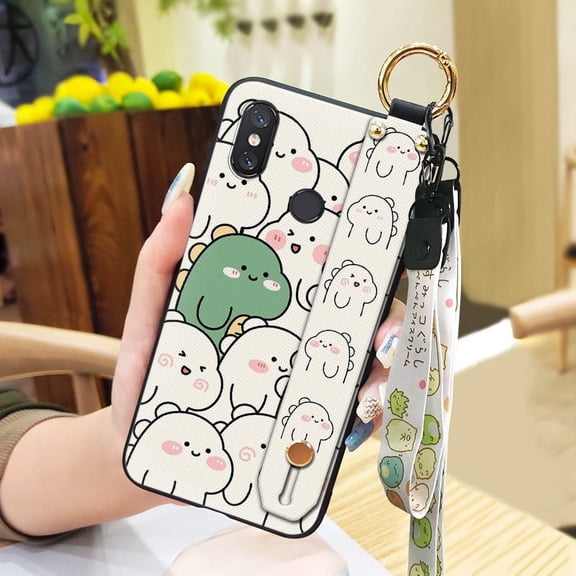 KBS-Phone Case For Xiaomi Mi 8, Shockproof Silicone Ring Soft case Kickstand Dirt-resistant Cute Lanyard Waterproof Wristband Anti-dust Protective Durable Fashion Design Phone Holder