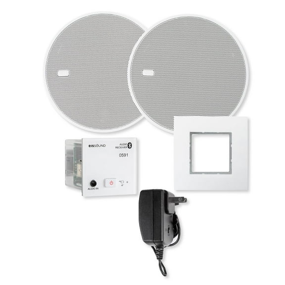 KBSound 5280D In-Wall Bluetooth Audio Receiver with Two 5 In. Speakers and Power Supply, White, EU