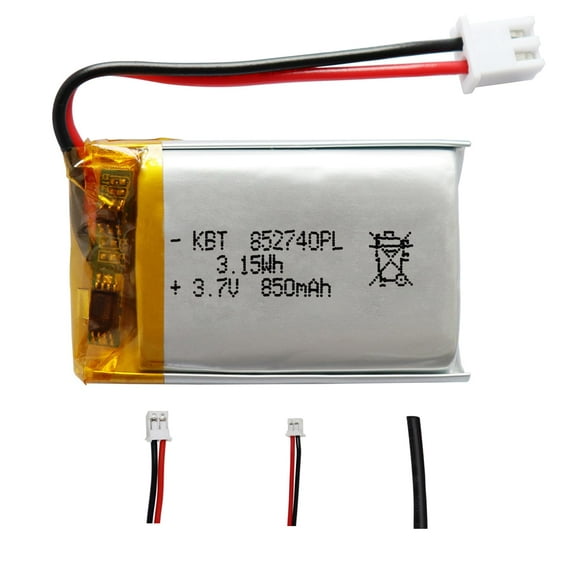 KBT 3.7V 850mAh Li-Polymer Battery:852740 Rechargeable Lithium-ion Replacement Batteries with 2.54 JST 2Pin Connector
