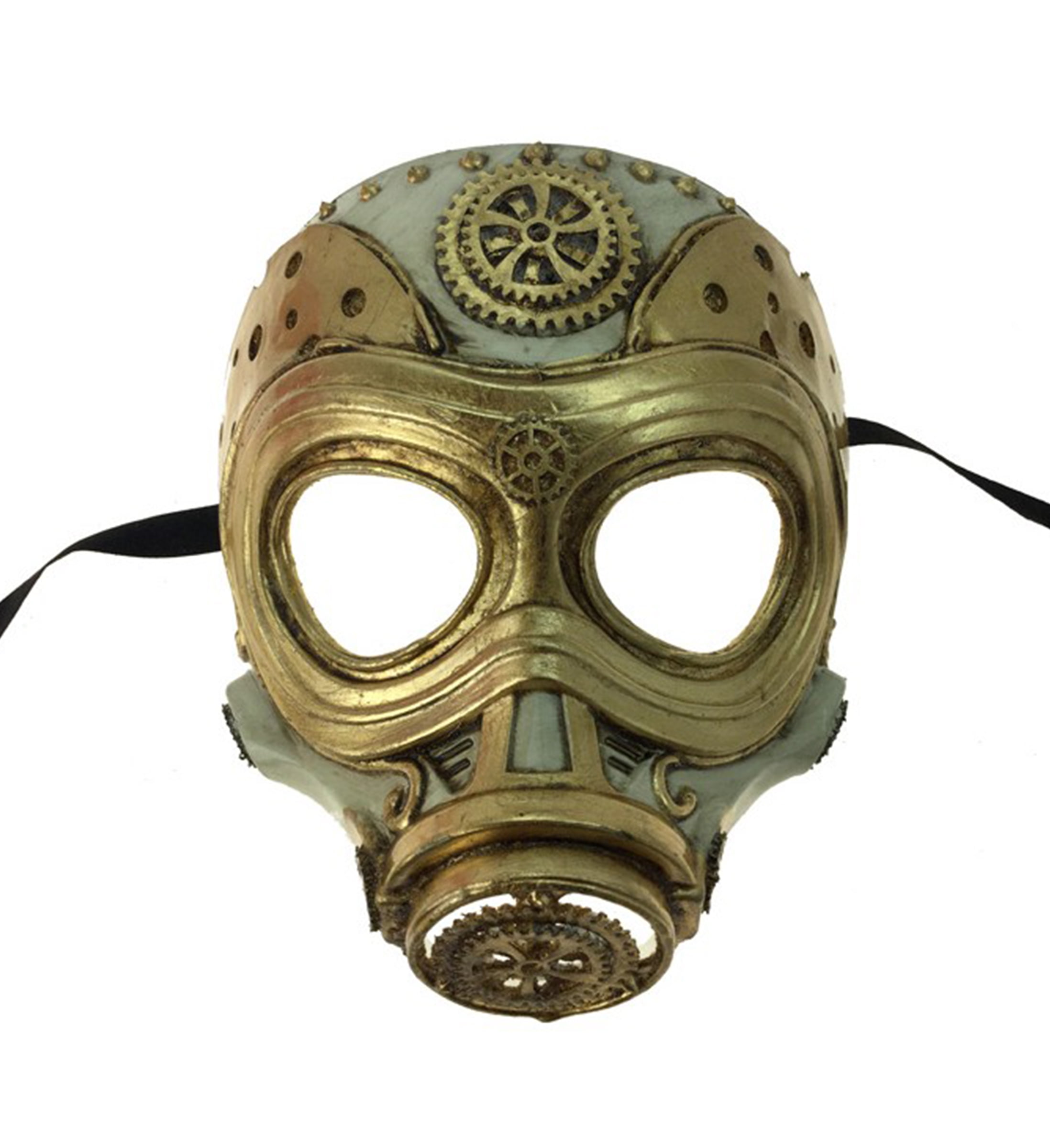 KBW Adult Unisex Steampunk Gold Gas Mask, Vintage Victorian Style Retro  Punk Rustic Gothic Motorcycle Pilot Aviator Eyewear Headgear Costume