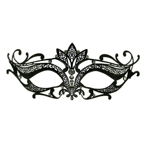 KBW Global Corp. Black Laser Cut Venetian Half Mask