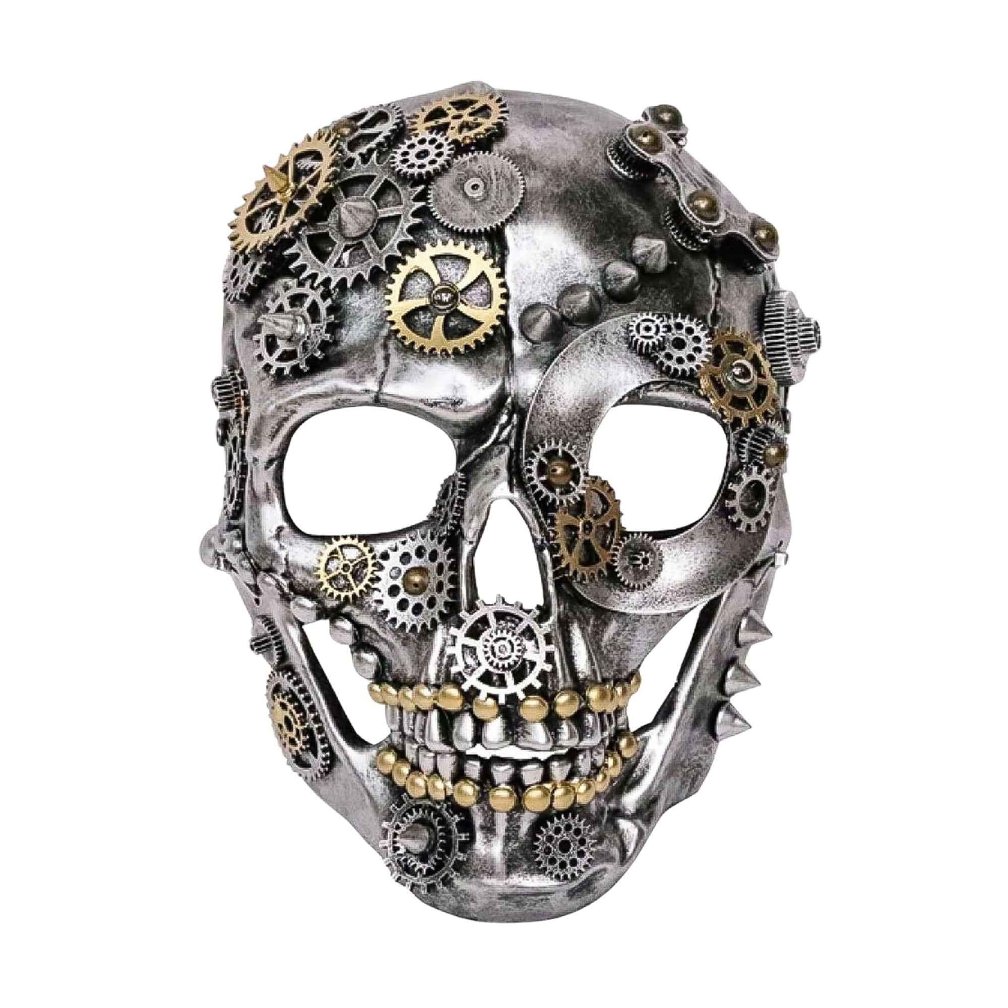 KBW Global Corp Silver Steampunk Cyborg Skull Mask Halloween