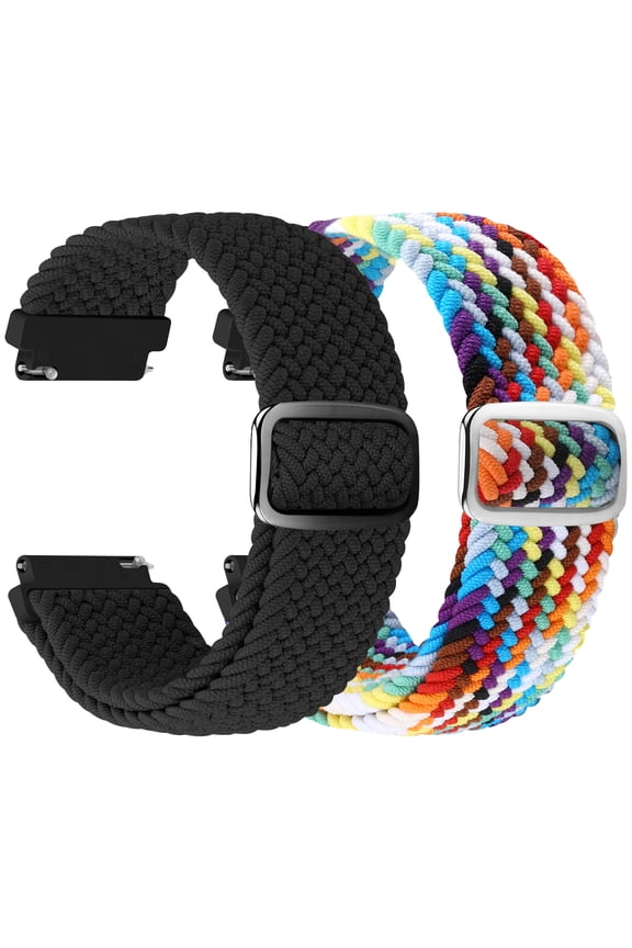 18mm Braided Watch Bands Compatible with Garmin Vivoactive 4S/Vivomove 3S/Venu 3S/Venu 2S, Nylon Quick Release Repalcement Strap for Wemen Men