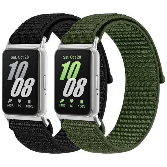 KBYKO 2 Pack Nylon Watch Bands Compatible with Samsung Galaxy Fit 3, Sport Adjustable Replacement Strap for Samsung Galaxy Fit 3 Women Men