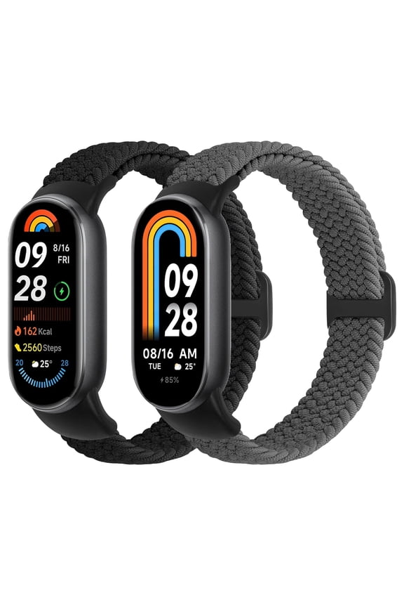 Braided Elastic Bands Compatible with Xiaomi Smart Band 10/9/8, Soft Nylon Strap Adjustable Replacement Wristband for Women Men