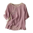 thumbnail image 1 of KBZDBZC Dressy Blouses for Women Women's Embroidered Shirt Summer Loose Hooded Top Blouse Women Womens Tops Womens Tee Shirt (Purple,XL), 1 of 6