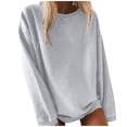 thumbnail image 1 of KBZDBZC Shirts for Women Women Fashion Solid Color Long Sleeves O Neck Daily Fashion Sweatshirt Tops Women T Shirt Women's T-Shirts (Gray,XXXXL), 1 of 6