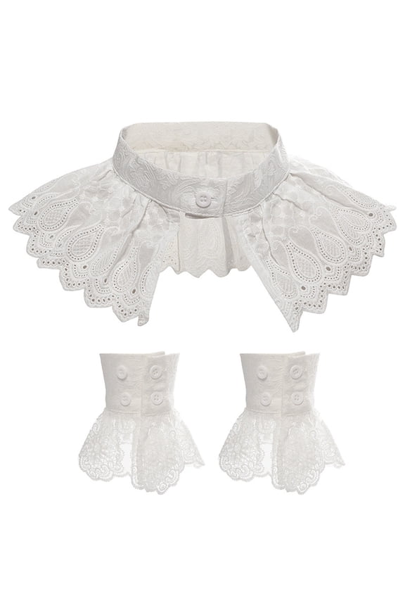 Spring Tops for Women 2024 Women's French Vintage Shirt Fabric Embroidery Doll Collar Fashion Decoration Shawl False Collar Everything Shirt Collar Lace Shirt Collar (White,One Size)