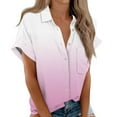 thumbnail image 1 of KBZDBZC Summer Tops for Women 2024 Shirts for Women Cotton Womens Short Sleeve Shirts V Neck Collared Button Down Blouse Tops Camp Shirt S 6Xl Women’S Blouses T-Shirt for Women (Pink,XXL), 1 of 6