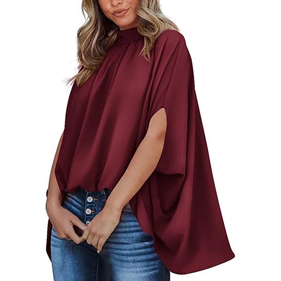 KBZDBZC T-Shirts for Women Summer Women's Clothing Style Short Front and Back Long Sleeve Short Sleeved Top for Women Women’S Blouses T-Shirt for Women Womens Shirts (Red,M)