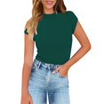 thumbnail image 1 of KBZDBZC T Shirts for Women Women's Short Sleeve Crewneck Ribbed Knit Tops Summer Casual Slim Fit Basic Tee Shirts Womens Tops (Green,S), 1 of 5
