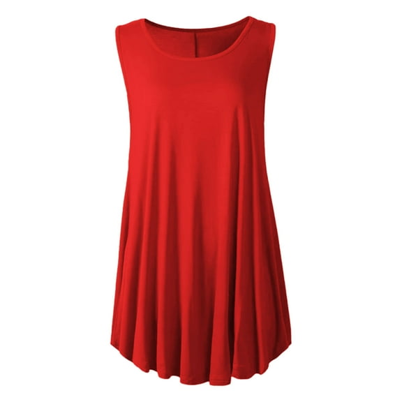 KBZDBZC Tank Top Women Plus Size Sleeveless Solid Color Vest Loose Coat Casual Summer Dress Swing Shirt Jeans Tank Top Womens Tank Tops Loose Fit Womens Summer Tops(Red,XXXL)