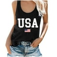 thumbnail image 1 of KBZDBZC Tank Top for Women Women's Summer Round Neck Independence Day Usa Flag Printed Sleeveless T Shirt Loose Tank Top Oversized Tshirts for Women Workout Tops (Black,XXXL), 1 of 5