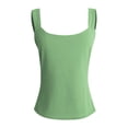 thumbnail image 1 of KBZDBZC Tank Tops for Women Slim Female Low Cut Square Neck Tank Top Line Neck Low Cut Halter Slim Top Fashion Solid Color Sleeveless Tight Vest Oversized Tshirts for Women (Green,M), 1 of 4