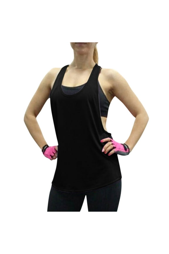 Tank Tops Women Women's Sport Vest Custom Casual Running Fitness Workout Yoga Muscle Shirt Gym Tank Top Plus Size Tank Tops for Women Tank Top for Women (Black,L)