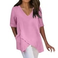 thumbnail image 1 of KBZDBZC Tshirts Shirts for Women Summer Womens Short Sleeve Vintage V Neck Plus Size Top T Shirt Blouse Top T Shirts Casual Tunic Tee Blouse Womens Tops (Pink,XXXL), 1 of 5